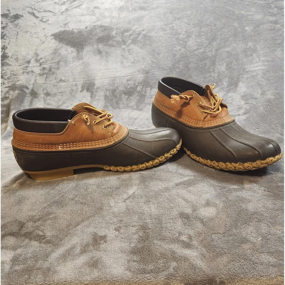 LL Bean Boots Bean Mens 12 Narrow Brown Gumshoe Leather Duck Made In Maine VTG